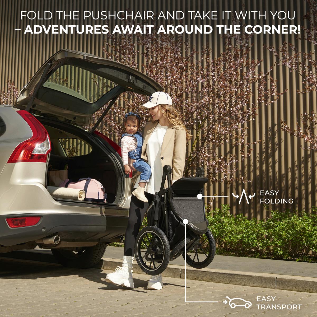 Jogger Helsi 2 Grau, B/H/T: 61,5x71-113x126cm - Schwarz/Grau, Basics, Metall (61.5/71-113/126cm) - Kinderkraft