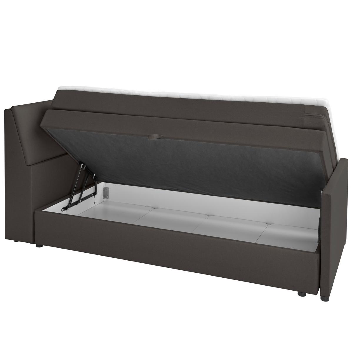 Boxspringbett Mit Bettkasten Nida 120x200 Cm Graphitfarben - Graphitfarben/Schwarz, MODERN, Holz/Textil (120/200cm) - MID.YOU