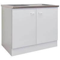 Spülenschrank mit Spüle Speed B: 100 cm Weiß - Hellgrau/Weiß, KONVENTIONELL, Holzwerkstoff (100/85/50cm)