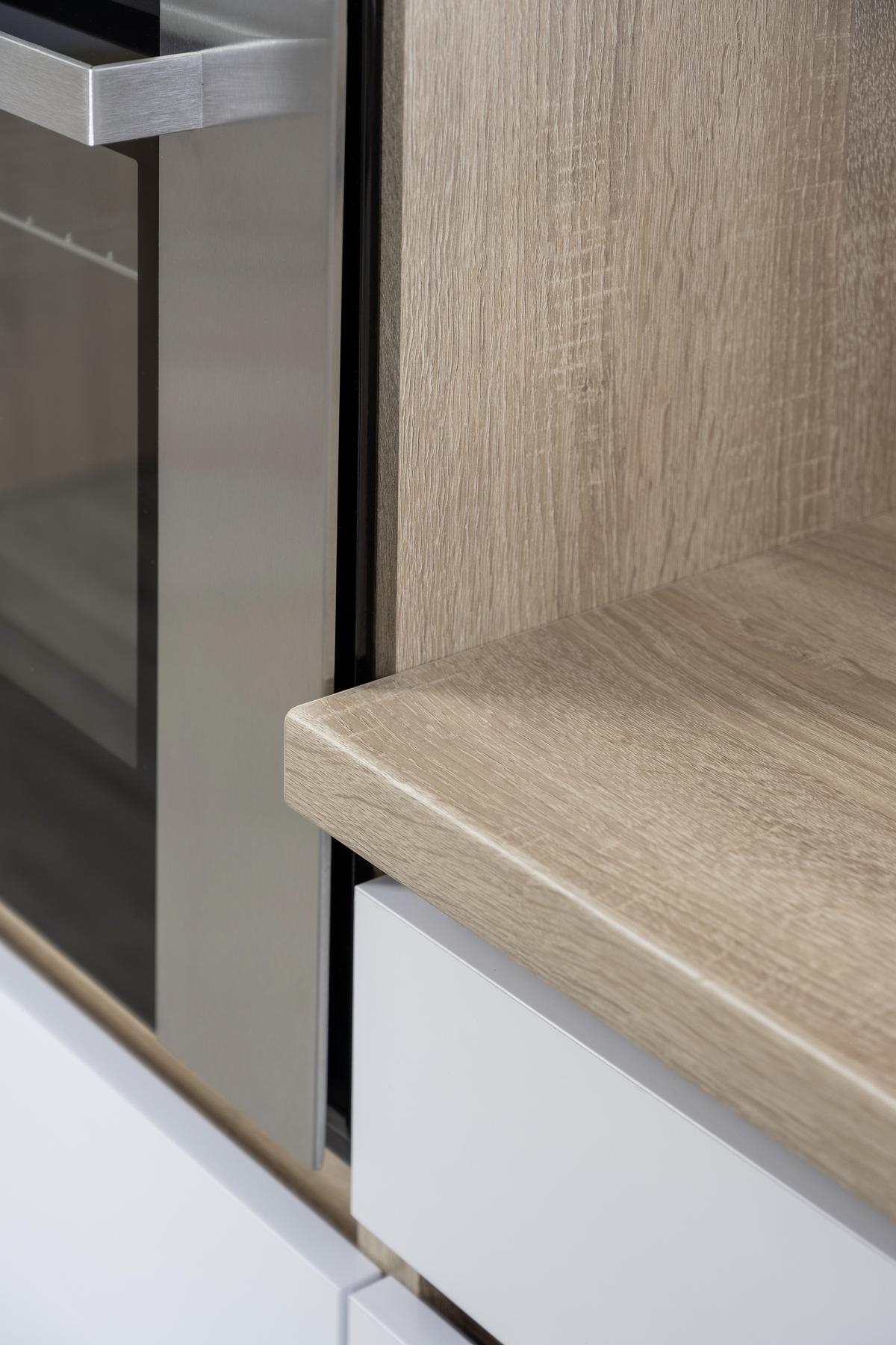 Küchenzeile Premium mit Geräten 270 cm Weiß/Eiche Dekor Modern - Eichefarben/Weiß, MODERN, Holzwerkstoff (270cm) - Respekta