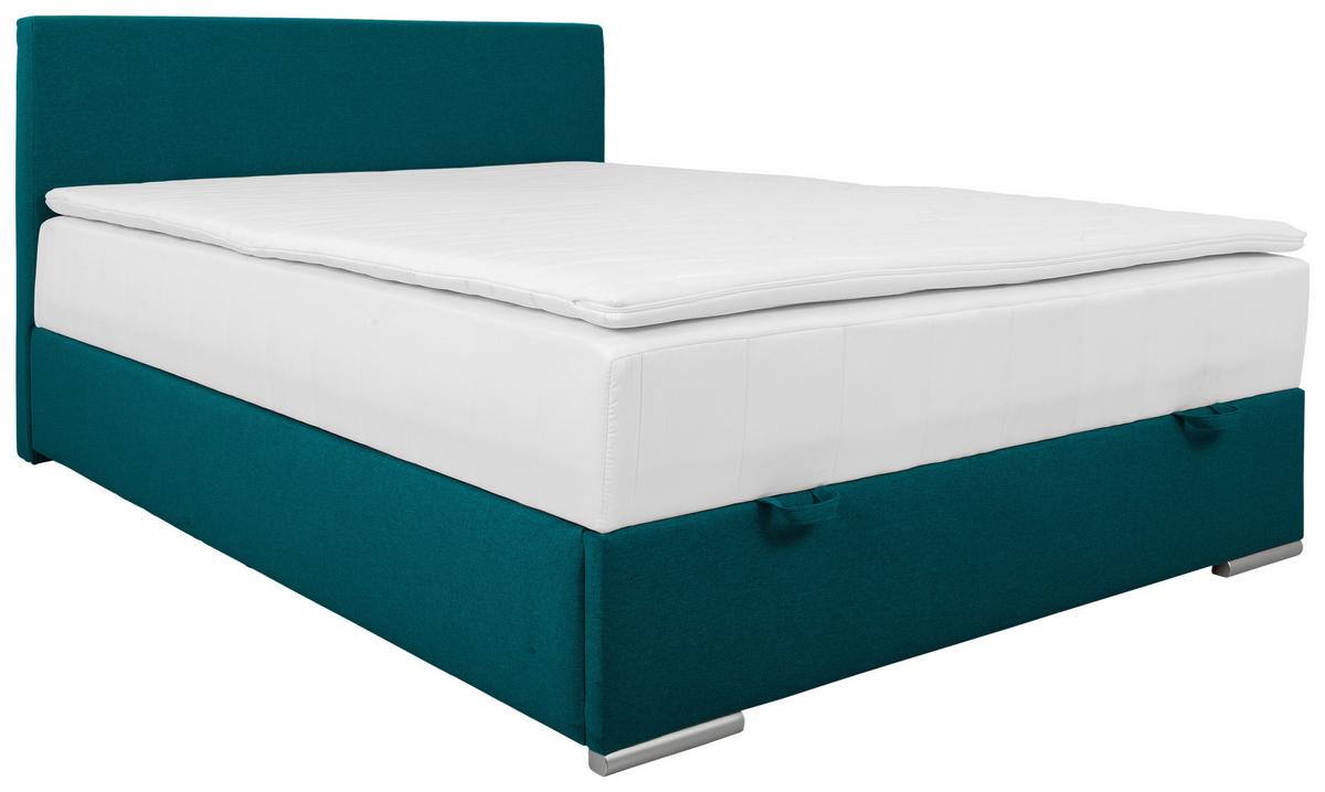 Čalouněná postel COSI 140x200 cm, petrolejová - petrolej/barvy chromu, Konvenční, kov/dřevo (140/200cm)