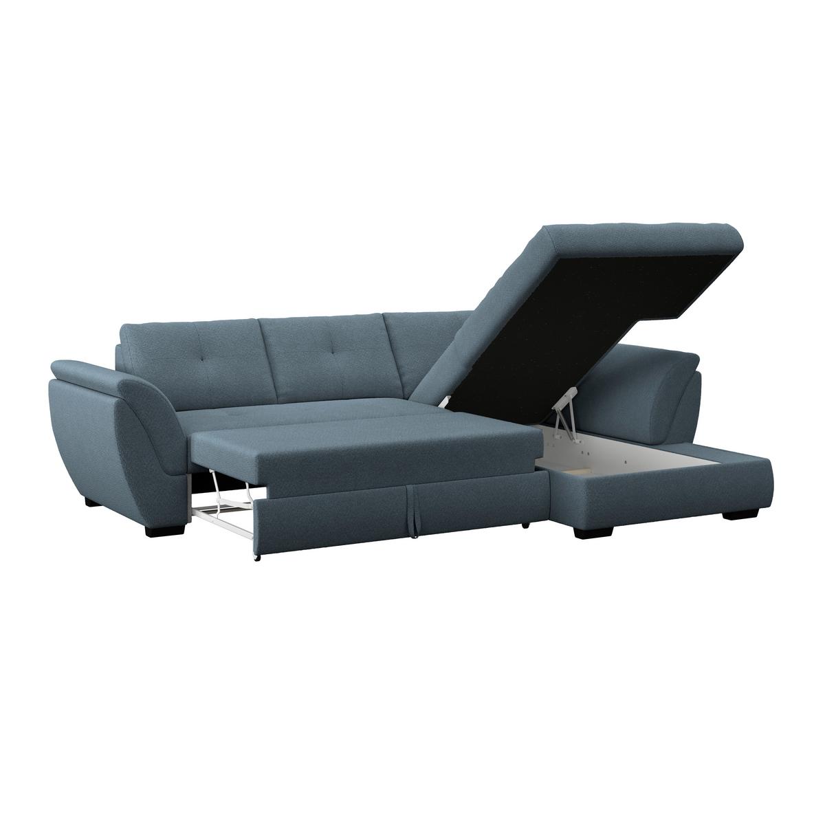 Rohová sedačka BERISSO, pravá, modrá - modrá/čierna, Konventionell, textil (278/187cm) - Ondega