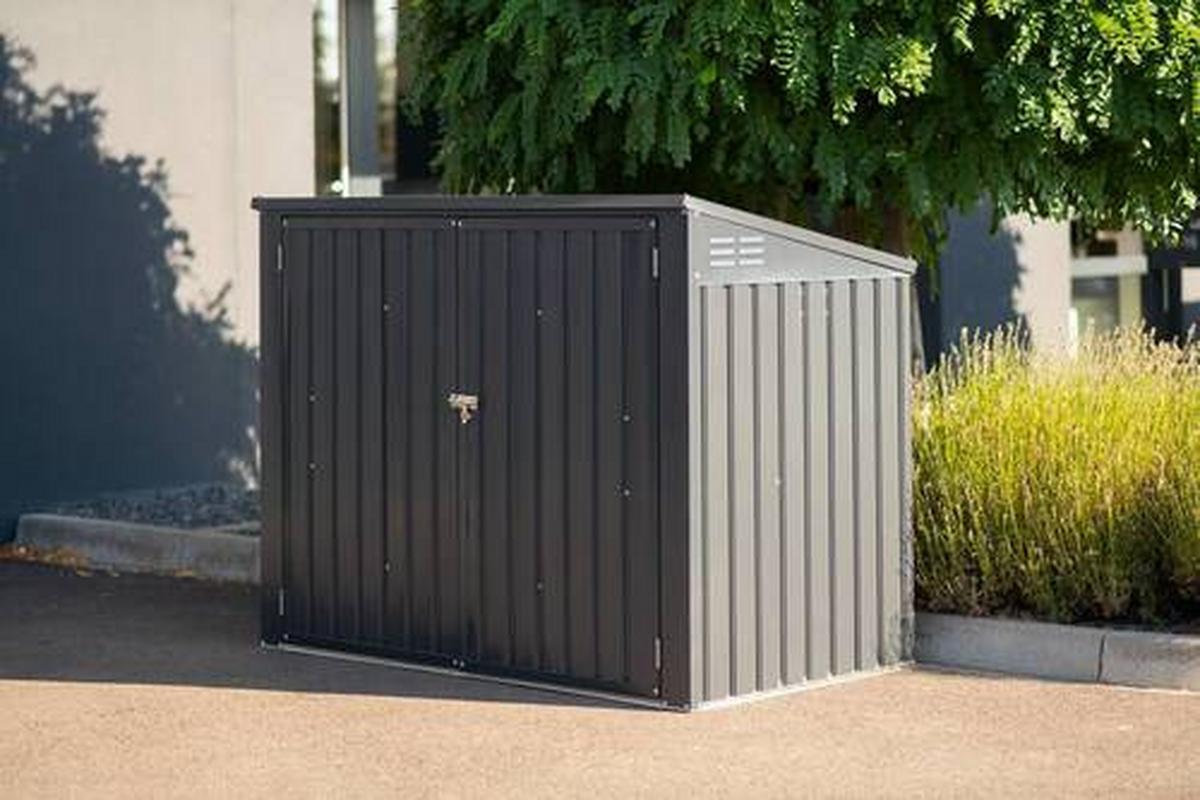 Box na odpadkové koše 240l, 5x3, kov - tmavě šedá, Basics, kov (172/131/100cm)