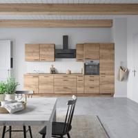 Kuchyňská linka 360 cm, dekor dub Havanna - černá/tmavý dub, Moderní, kov/kompozitní dřevo (360cm) - Nobilia