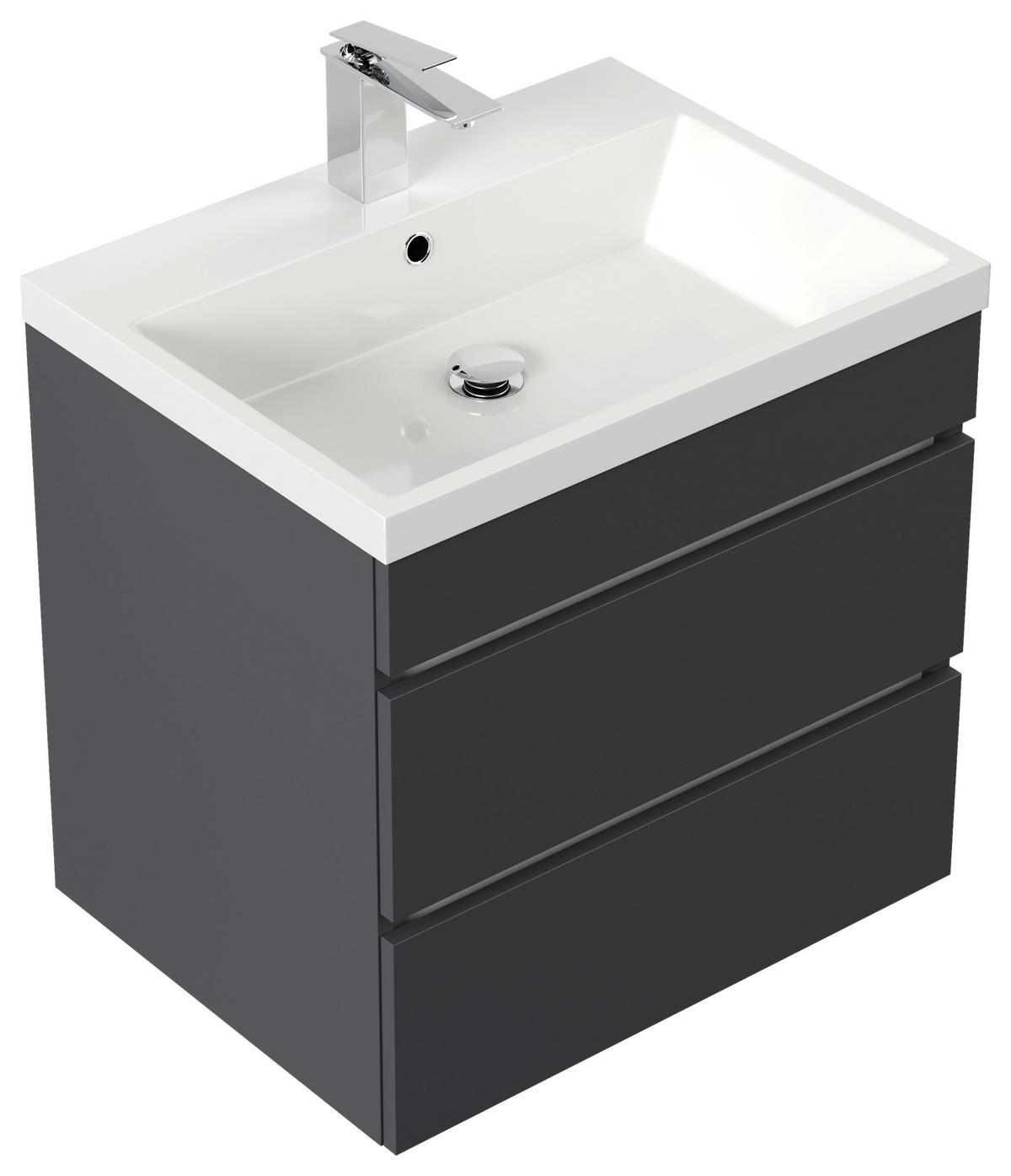 WASCHTISCHKOMBI Fellini,Graphitfarben B: 60 cm - Graphitfarben/Weiß, Basics, Keramik/Holzwerkstoff (60cm) - MID.YOU