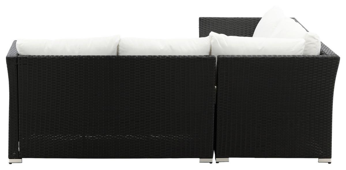 Loungegarnitur 4-Tlg Haiti aus Kunststoff mit Kissen - Schwarz, KONVENTIONELL, Kunststoff - Gardenson