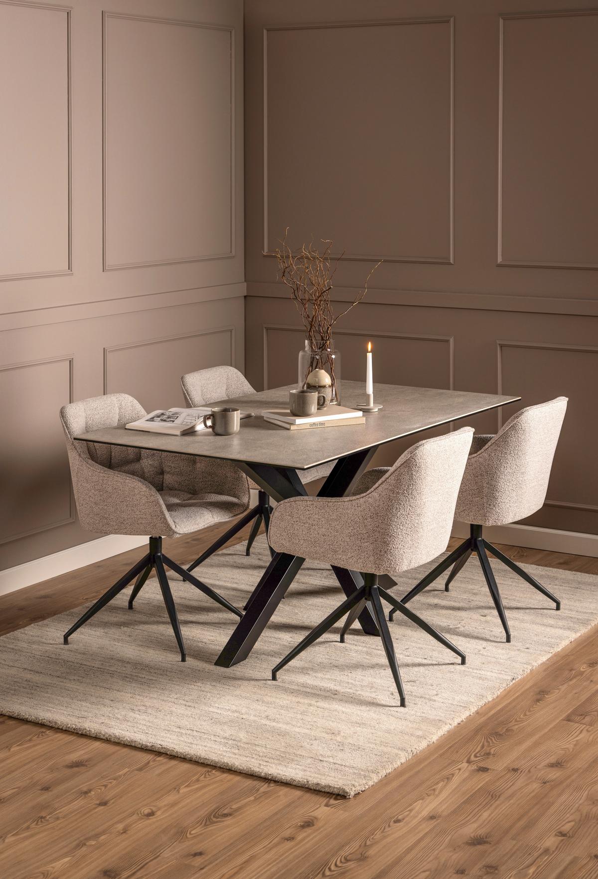 Esstisch Heaven 160x90x75,5cm Schwarz/grau - Schwarz/Grau, Trend, Keramik/Metall (160/90/75,5cm) - MID.YOU