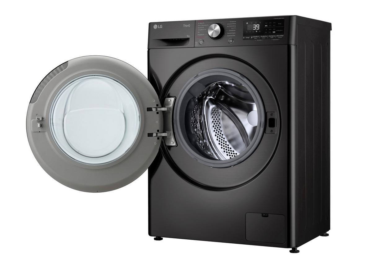 Waschmaschine F2v7slim9b 9 Kg Füllmenge, 1160 U/min - Schwarz, Basics, Metall (60/85/47,5cm) - LG