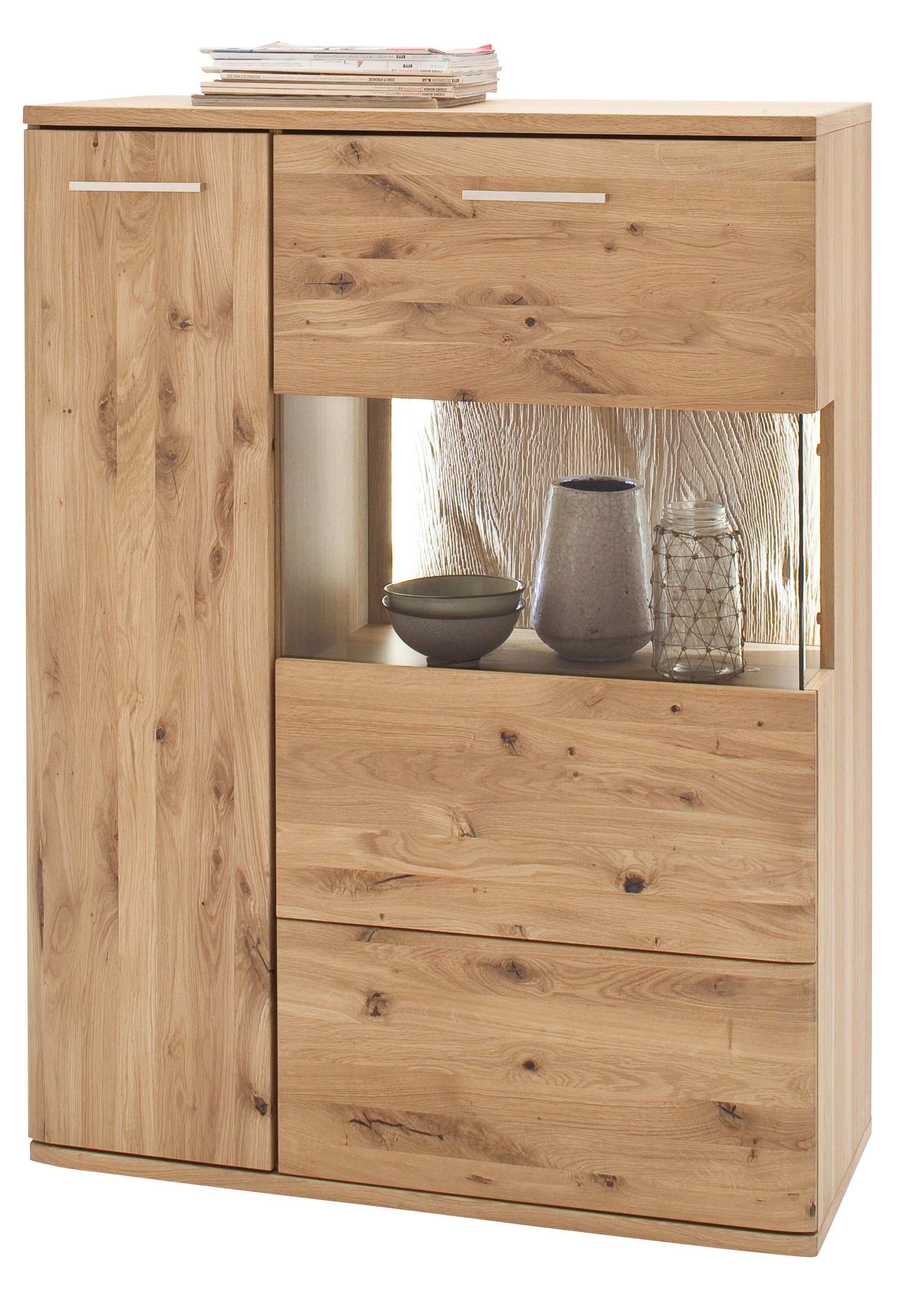 Highboard teilmassiv B: 90 cm Santori Eichefarben