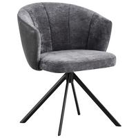 Armlehnstuhl Lara Webstoff Grau, 360° Drehbar - Schwarz/Grau, MODERN, Textil/Metall (59/78/63cm)