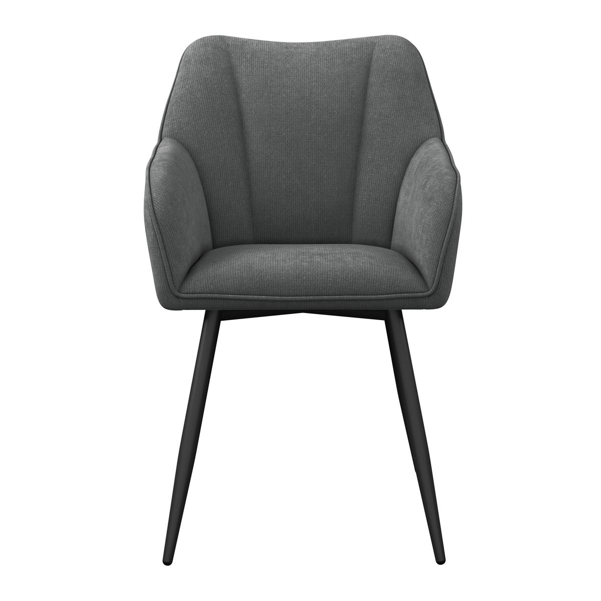Armlehnstuhl Caro grau gepolstert - Schwarz/Grau, KONVENTIONELL, Holz/Textil (55/83/61cm) - Nedis SmartLife