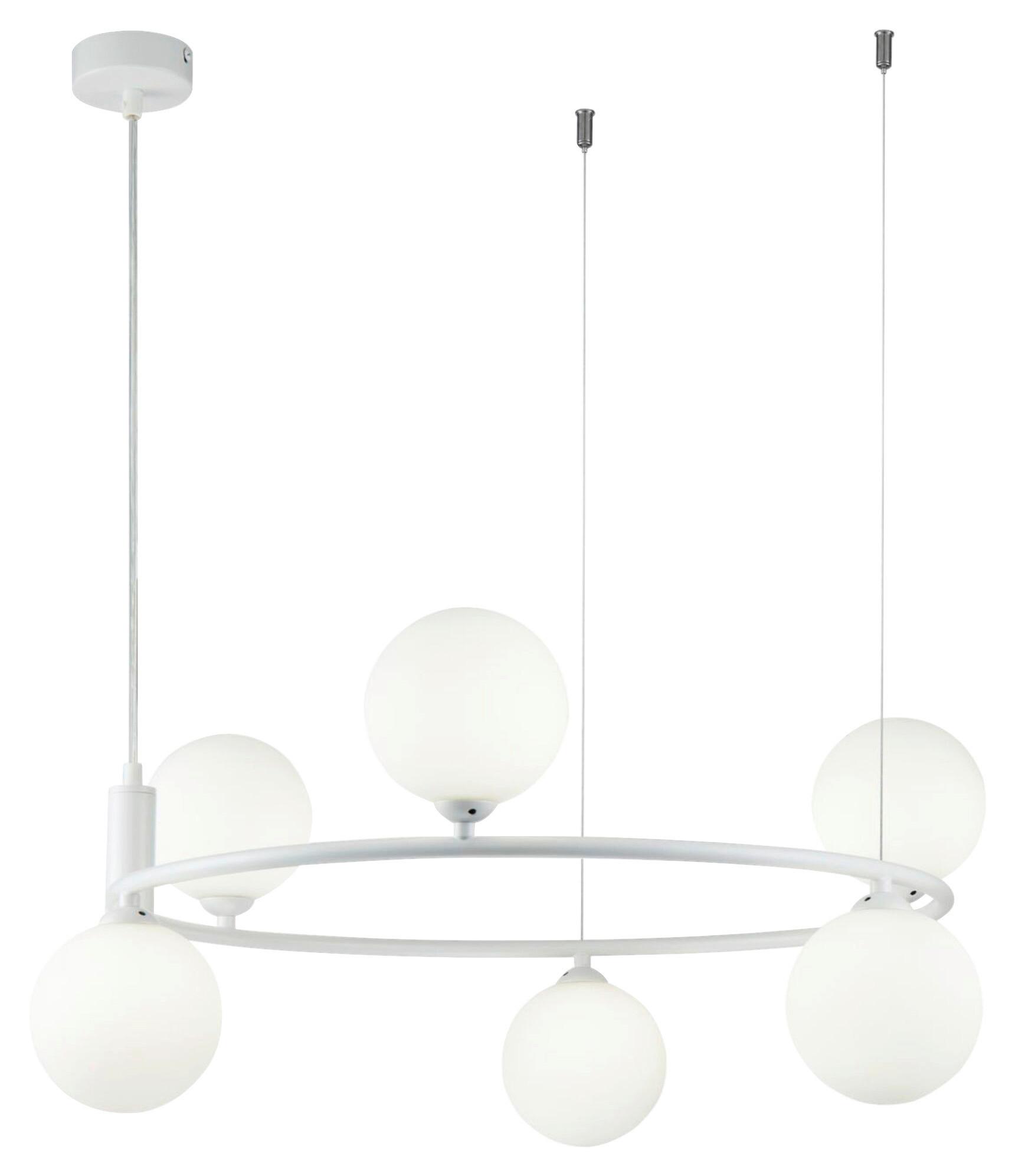 Hängeleuchte Ring H: 28 cm 6-Flammig - Weiß, Basics, Glas/Metall (58/28/58cm) - MAYTONI