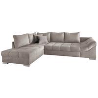 Eckschlafsofa Alvito Taupe S: 202/298 cm - Taupe/Silberfarben, Design, Textil (202/298cm) - MID.YOU
