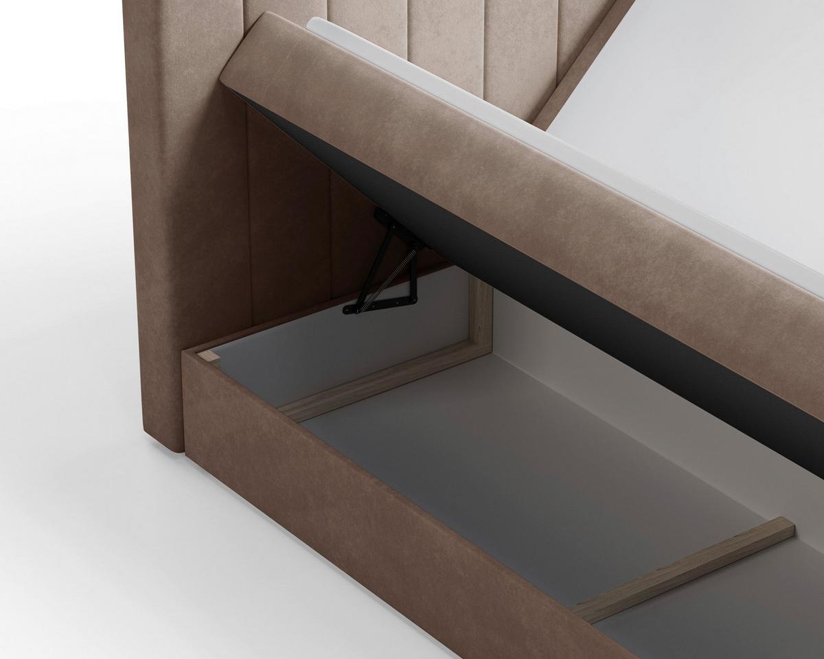 BOXBETT Lila Cappuccino 160x200cm - Schwarz/Cappuccino, MODERN, Holz/Kunststoff (160/200cm) - MID.YOU