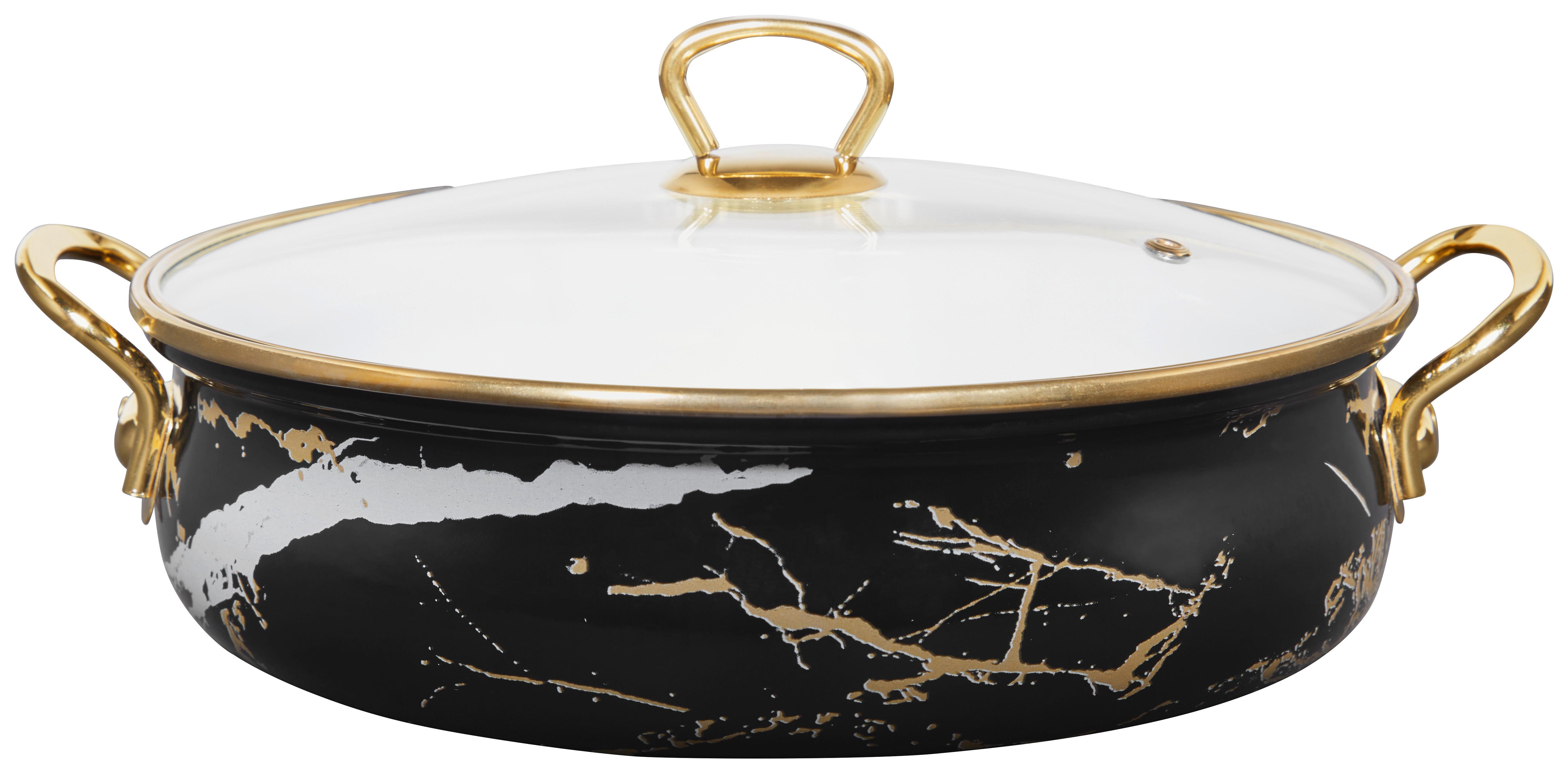 Servierpfanne Alina - Klar/Goldfarben, KONVENTIONELL, Glas/Metall (26/13.5cm) - Ondega