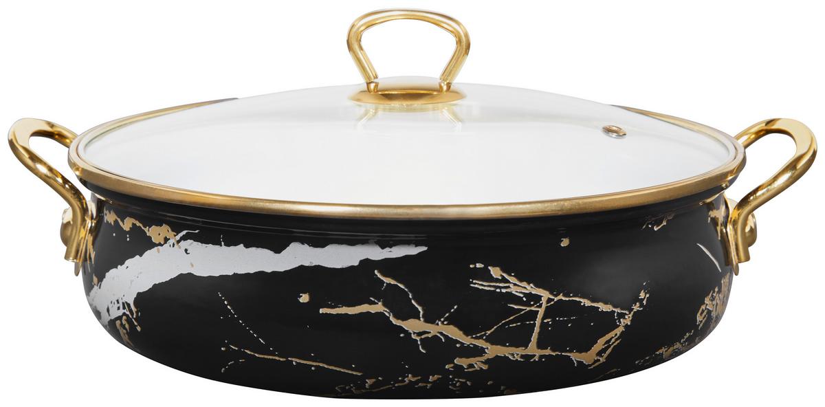 Servierpfanne Alina - Klar/Goldfarben, KONVENTIONELL, Glas/Metall (26/13.5cm) - Ondega