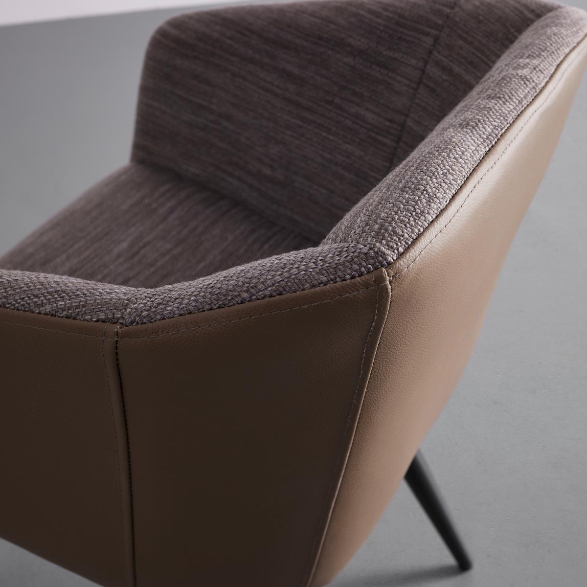 Jedálenská stolička Bianco pravá koža hnedá - hnedá/čierna, Modern, kov/koža (55,5/75,5/58cm) - Bessagi Home