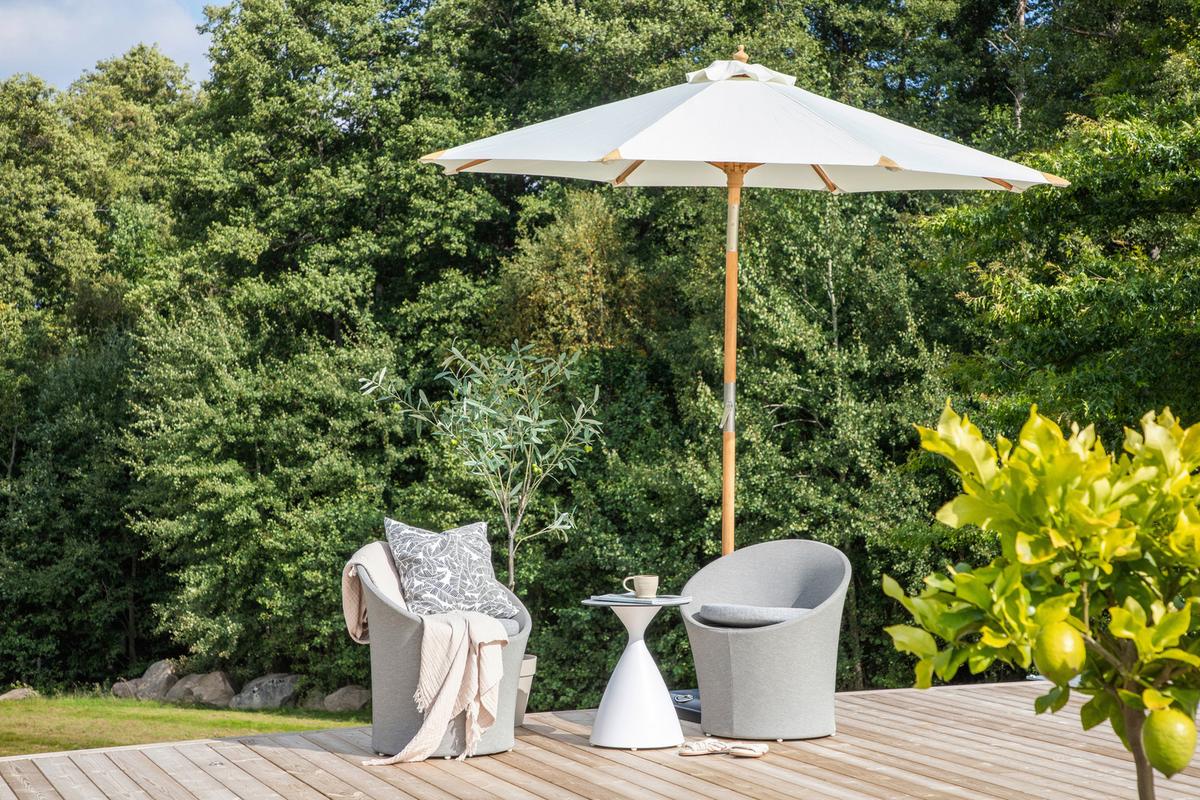 Sonnenschirm L/b: 270x250 Cm Weiß - Weiß, KONVENTIONELL (270/250cm) - Gardenson