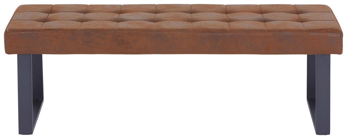 Sitzbank Brekke - Schwarz/Braun, MODERN, Textil/Metall (140/49/48cm) - MID.YOU