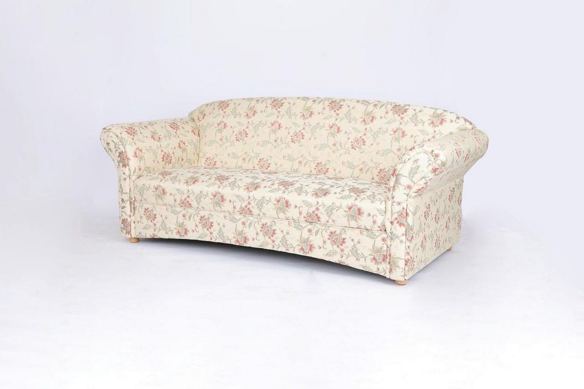 3-Sitzer Loretta, BLumenmuster ca. 204x83x85 cm - Hellbraun/Perlmutt, Basics, Holz/Textil (204/83/85cm)