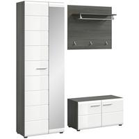 Garderobe Salsa Weiß/Rauchsilber B: 155 cm - Weiß Hochglanz, Design, Holzwerkstoff (155/192/37cm) - MID.YOU