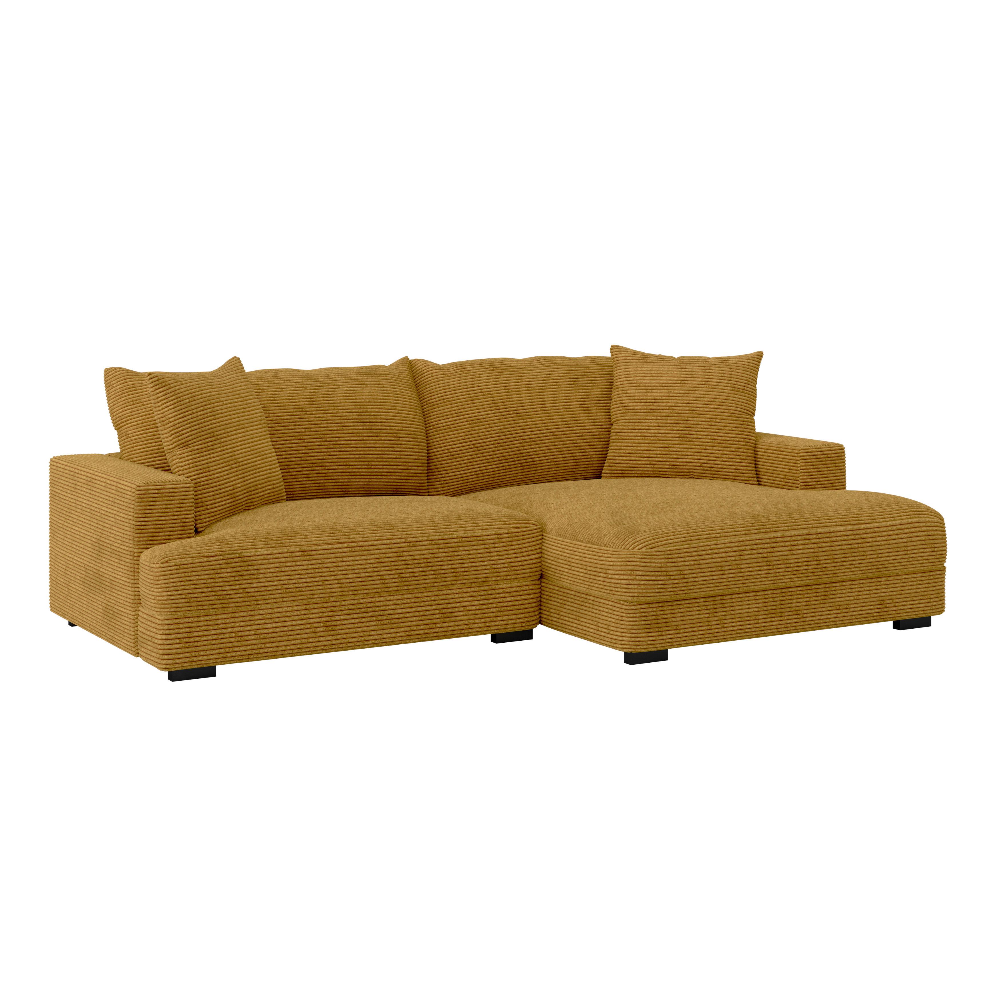 Ecksofa Pelle - Senfgelb/Schwarz, MODERN, Textil (265/180cm)