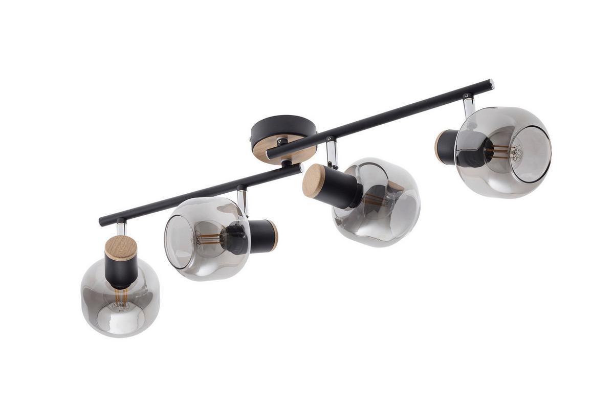 Deckenleuchte B: 58 cm verstellbare Spotlights - Schwarz, Design, Glas/Metall (58/16cm) - Näve