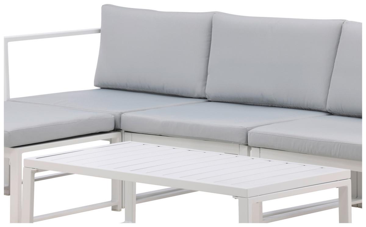 Loungegarnitur Salvador - Weiß/Grau, KONVENTIONELL, Textil/Metall - Gardenson