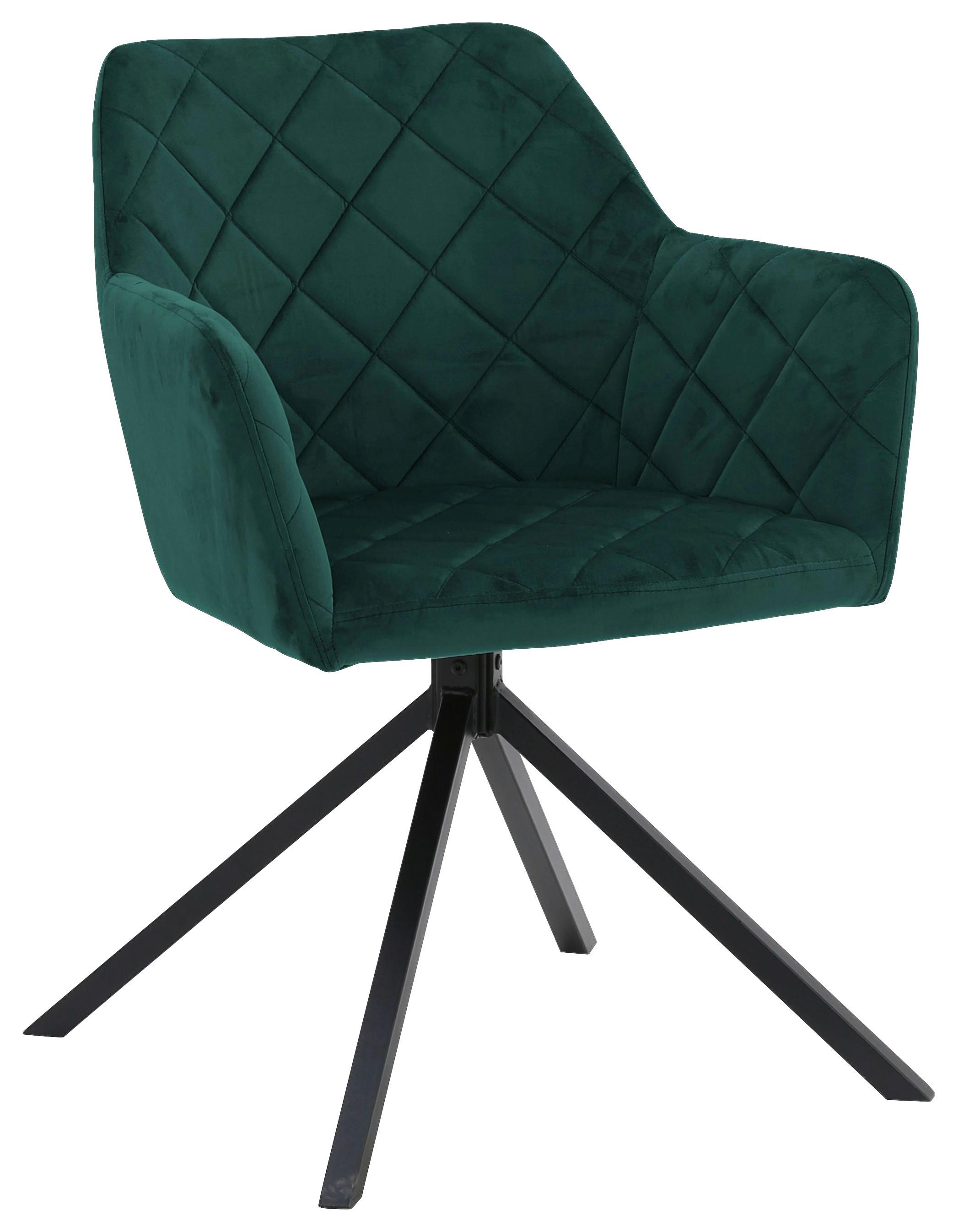 Stuhl Patti Grün, Sitzfl. 360° drehbar - Schwarz/Grün, KONVENTIONELL, Textil/Metall (58/81/54cm)