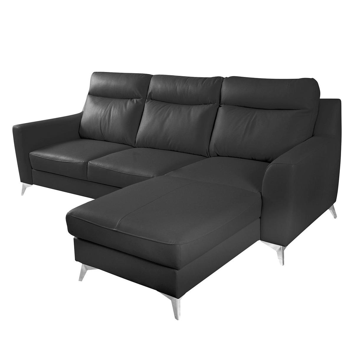 Ecksofa Gio Schwarz S: 236x168 Cm - Chromfarben/Schwarz, Design, Leder/Textil (236/168cm) - Livetastic