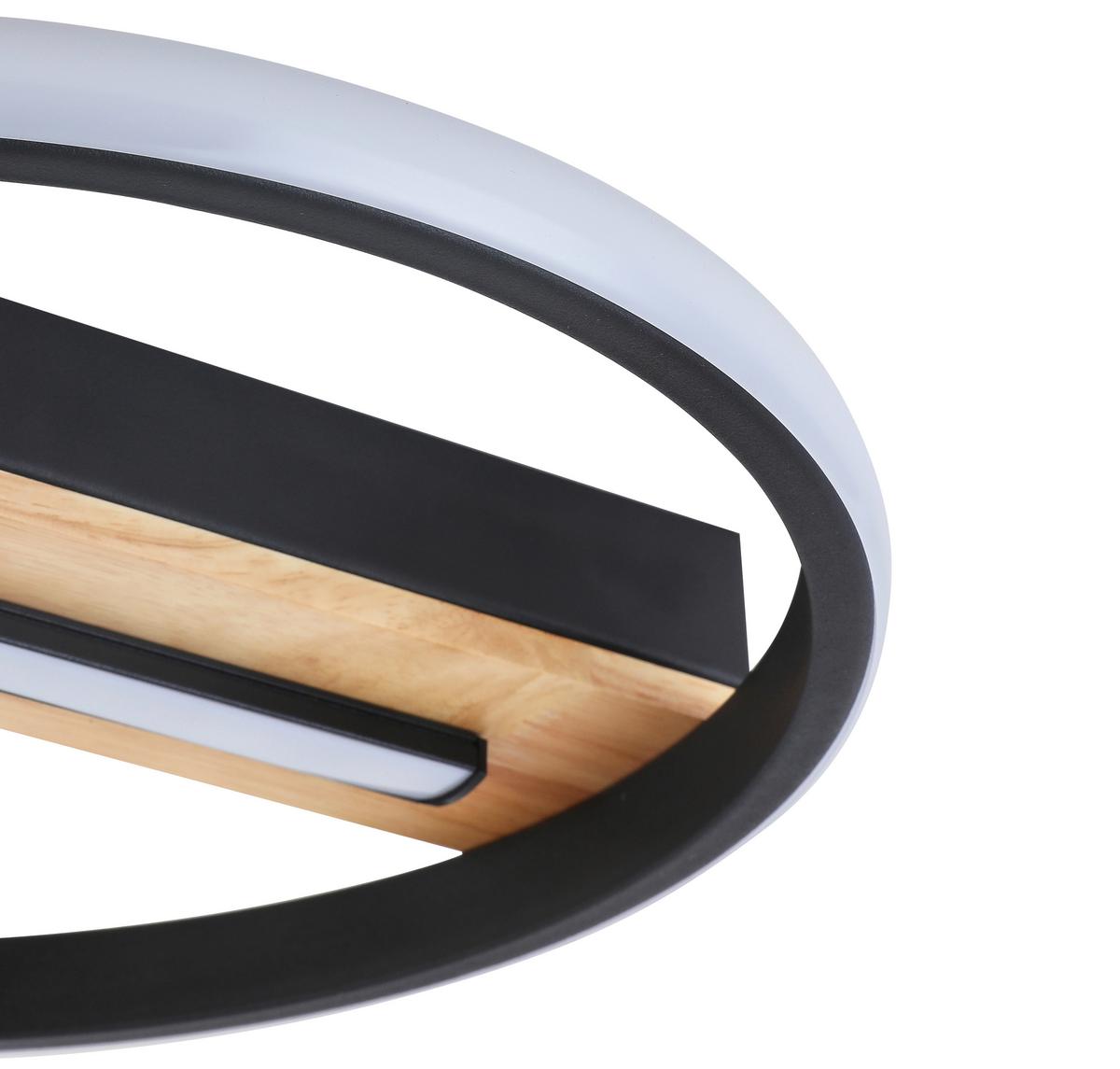 LED-Deckenleuchte Adora - Schwarz/Naturfarben, MODERN, Holz/Kunststoff (34,3/6cm) - Luca Bessoni