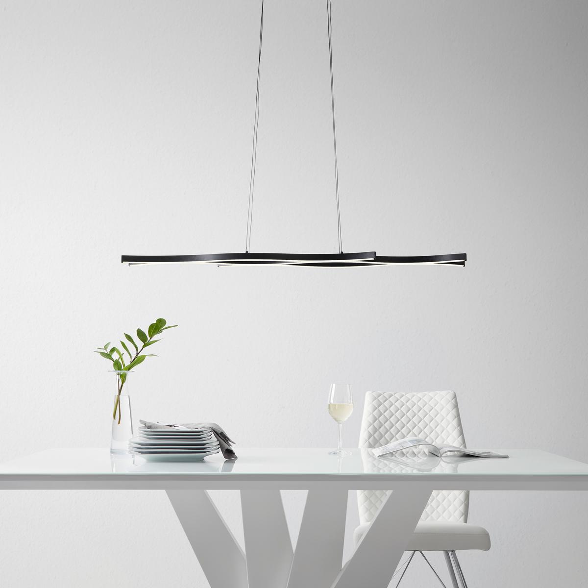 LED závesné svietidlo Relo - čierna/opálová, Modern, kov/plast (107,6/18/120cm) - Mömax