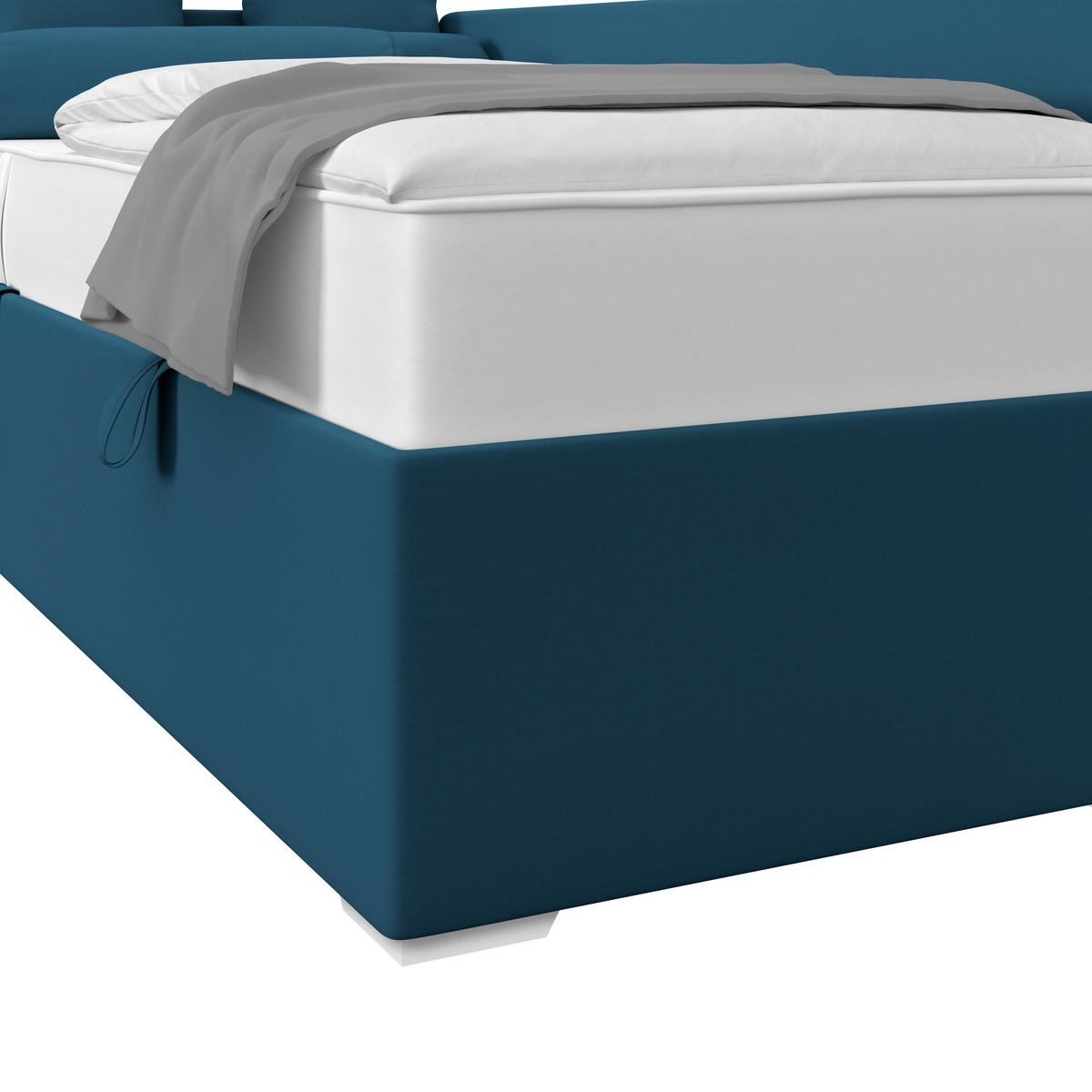 Polsterbett Remi - Chromfarben/Dunkelblau, MODERN, Holz/Textil (90/200cm)