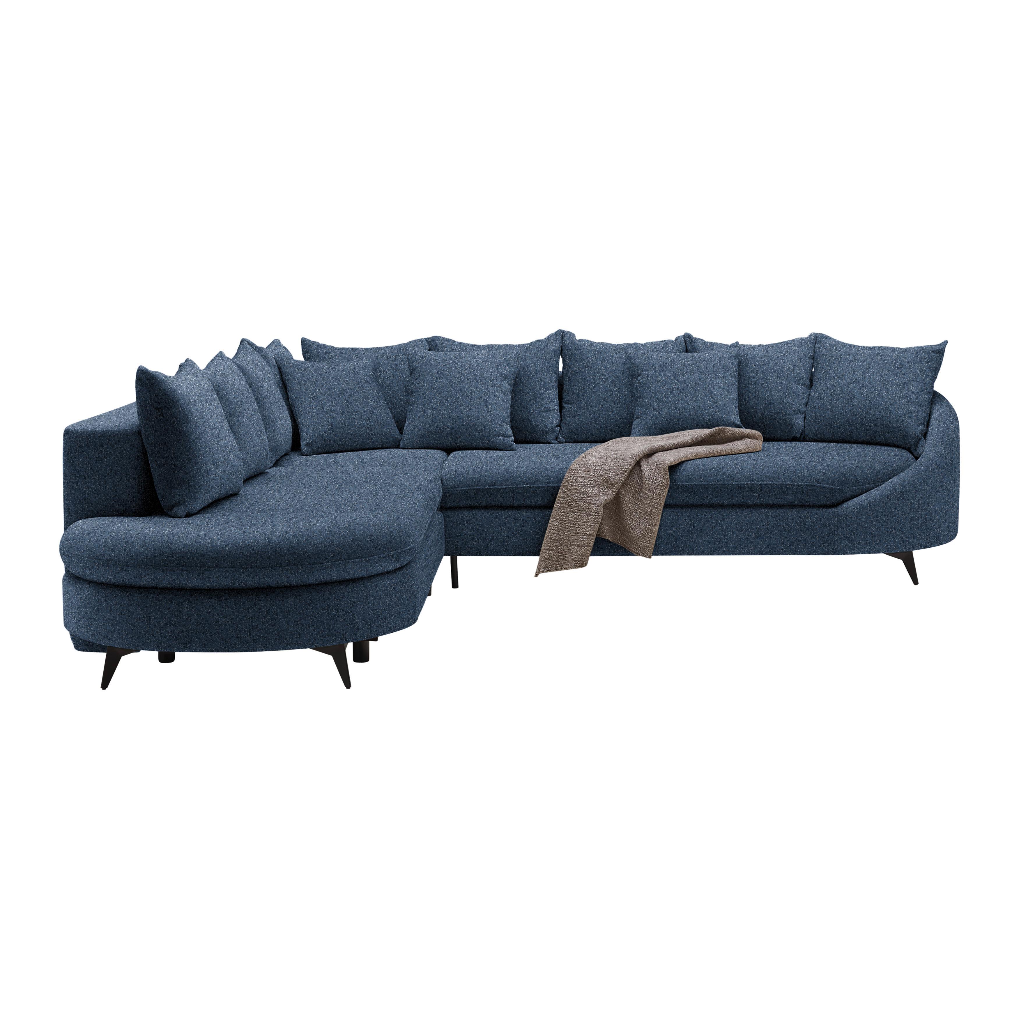 Rohová sedačka AXEL, levá, tmavě modrá tkanina - černá/tmavě modrá, Moderní, kov/textil (291/250cm) - Mömax