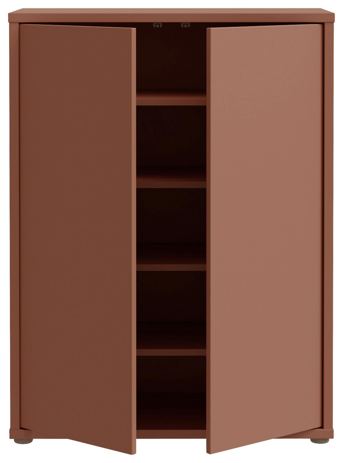 Skriňa na topánky ALICE terracotta - sivá/terakotová, Modern, kompozitné drevo/plast (74,5/99,1/34,9cm)