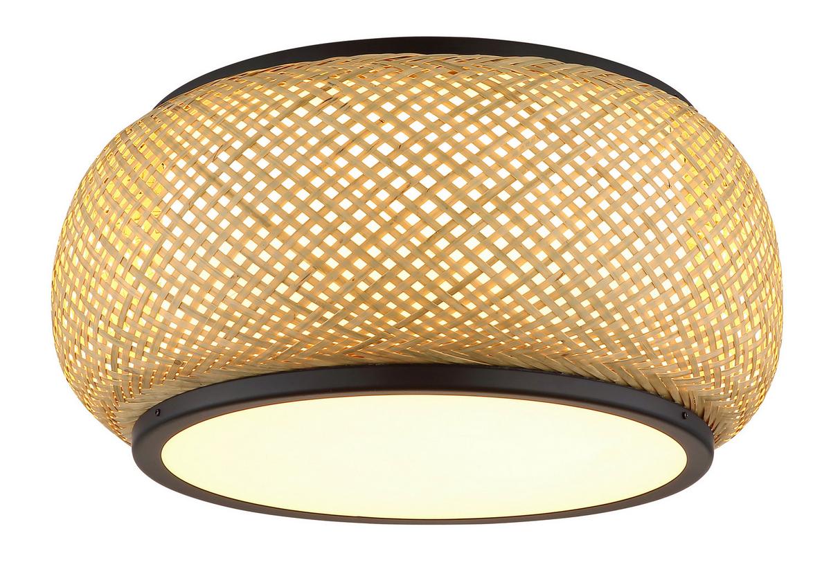 LED-Deckenleuchte 3000/4000/6000k - Schwarz/Naturfarben, Design, Holz/Kunststoff (38/19,2cm) - Globo