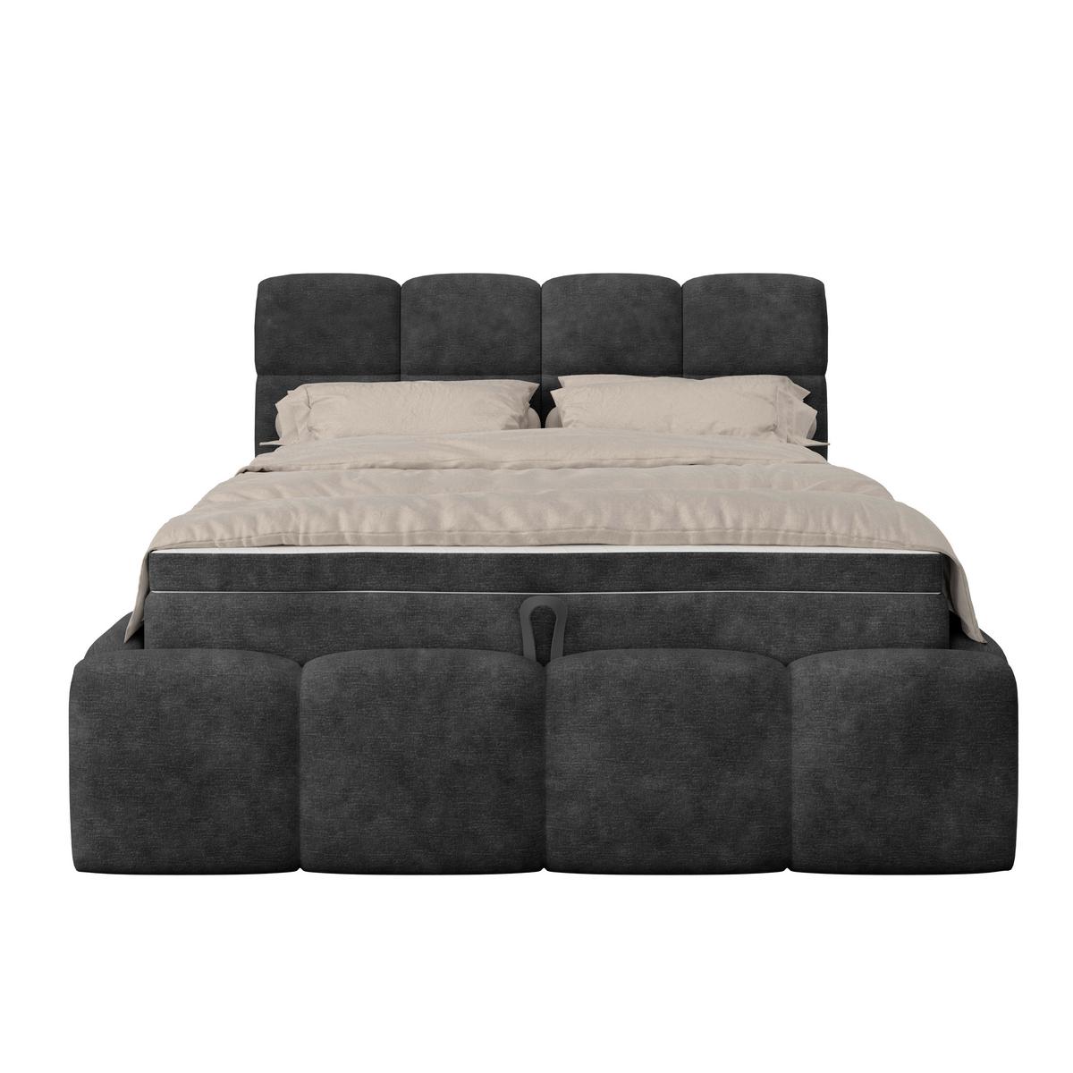 Polsterbett Noe Schwarz 140x200 cm - Schwarz, Trend, Textil/Metall (140/200cm)