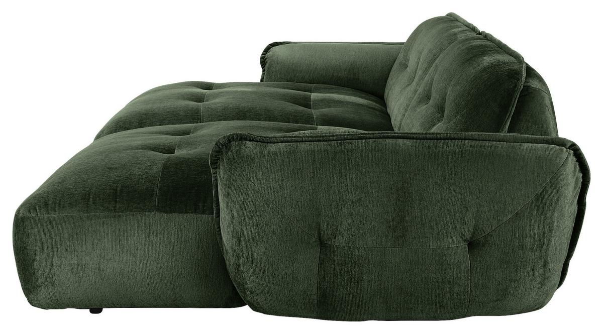Bigsofa Fluffy, Dunkelgrün B: 285 Cm - Dunkelgrün/Schwarz, MODERN, Textil (285/87/184cm) - Trendmanufaktur