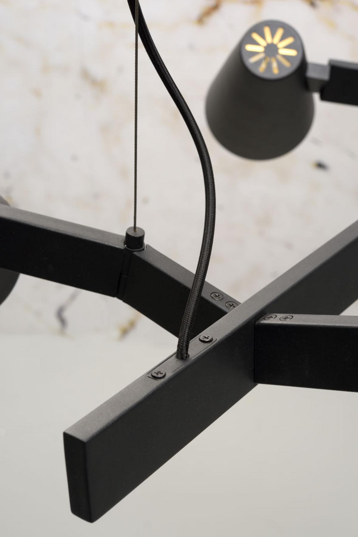 Hängeleuchte Biarritz H: 67 cm 6-Flammig Schwenkbar/Kürzbar - Schwarz, Design, Metall (120/26/67cm) - It's about Romi