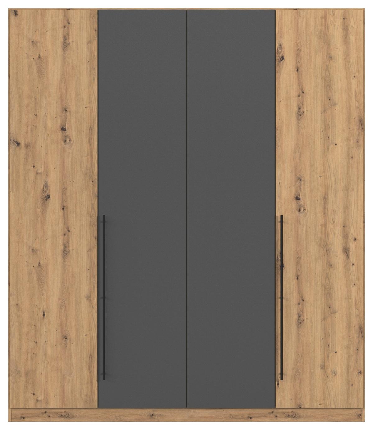 Kleiderschrank Safari B: 181 cm - Eiche Artisan/Grau, KONVENTIONELL, Holzwerkstoff (181/229/54cm)