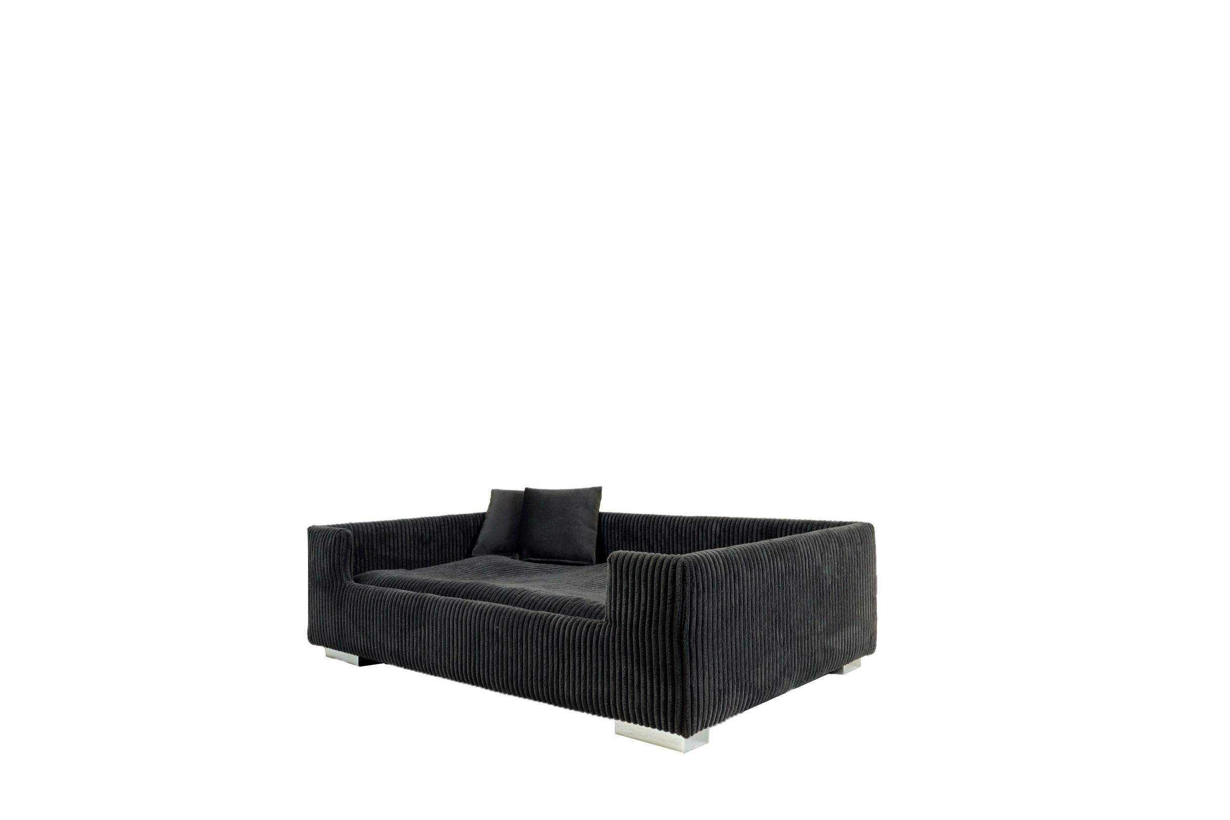 Hundesofa Cord Dunkelgrau, Lxbxh: 90x57x26 Cm - Dunkelgrau, Basics, Holzwerkstoff/Textil (90/57/26cm)