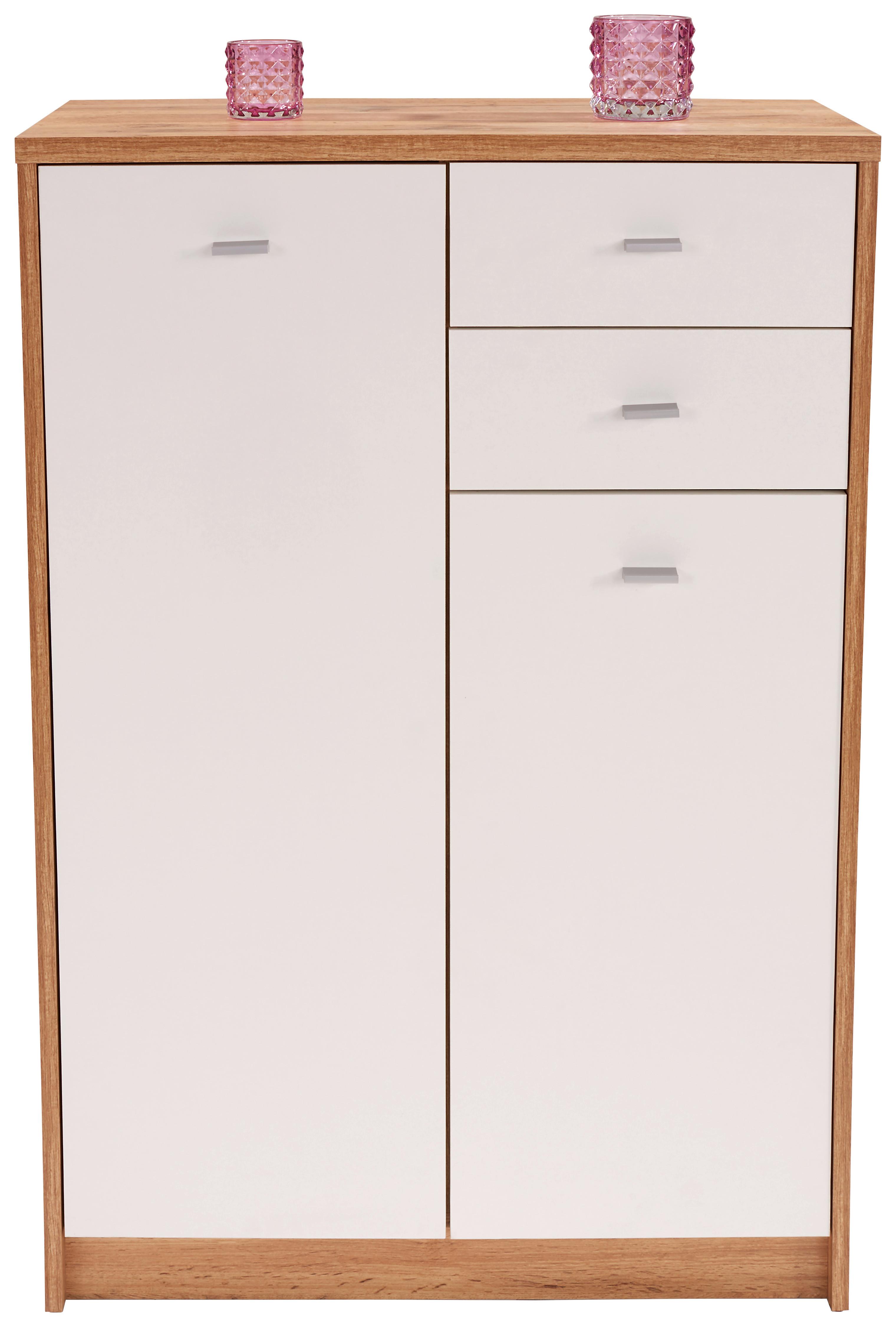 Kommode B 74cm 4-You New, Wotan Eiche Dekor/Weiß - Eichefarben/Schwarz, MODERN, Holzwerkstoff (74/111,4/35cm)