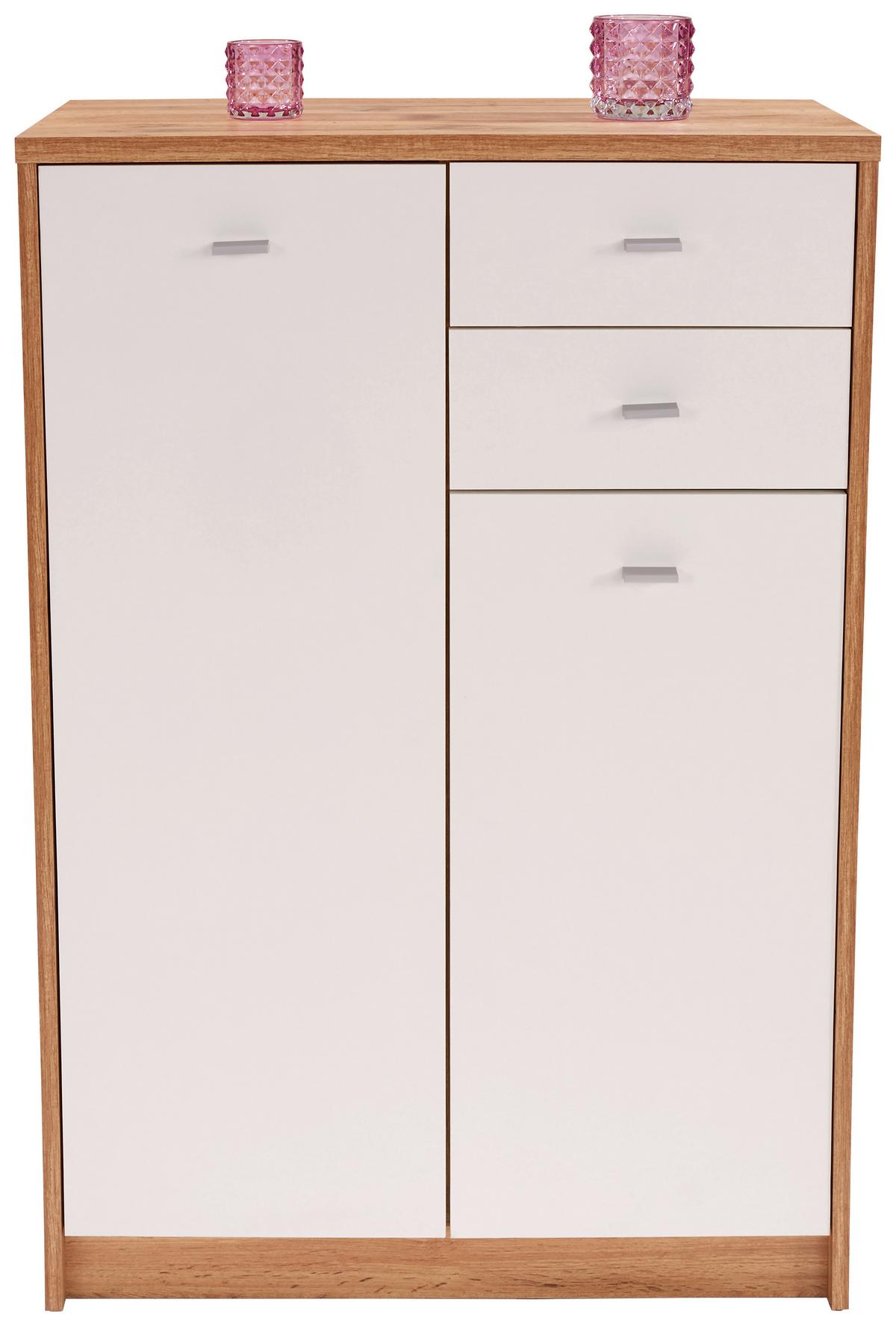 Kommode B 74cm 4-You New, Wotan Eiche Dekor/Weiß - Eichefarben/Schwarz, MODERN, Holzwerkstoff (74/111,4/35cm)