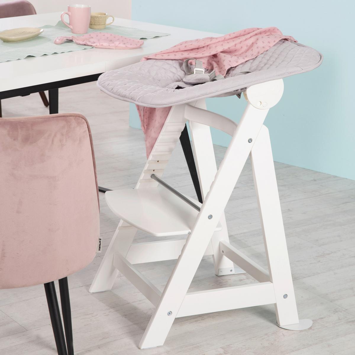 Hochstuhl Weiß/grau Mit Sitz/liegefunktion - Silberfarben/Weiß, Basics, Holzwerkstoff/Textil (52/94/66,5cm) - Roba