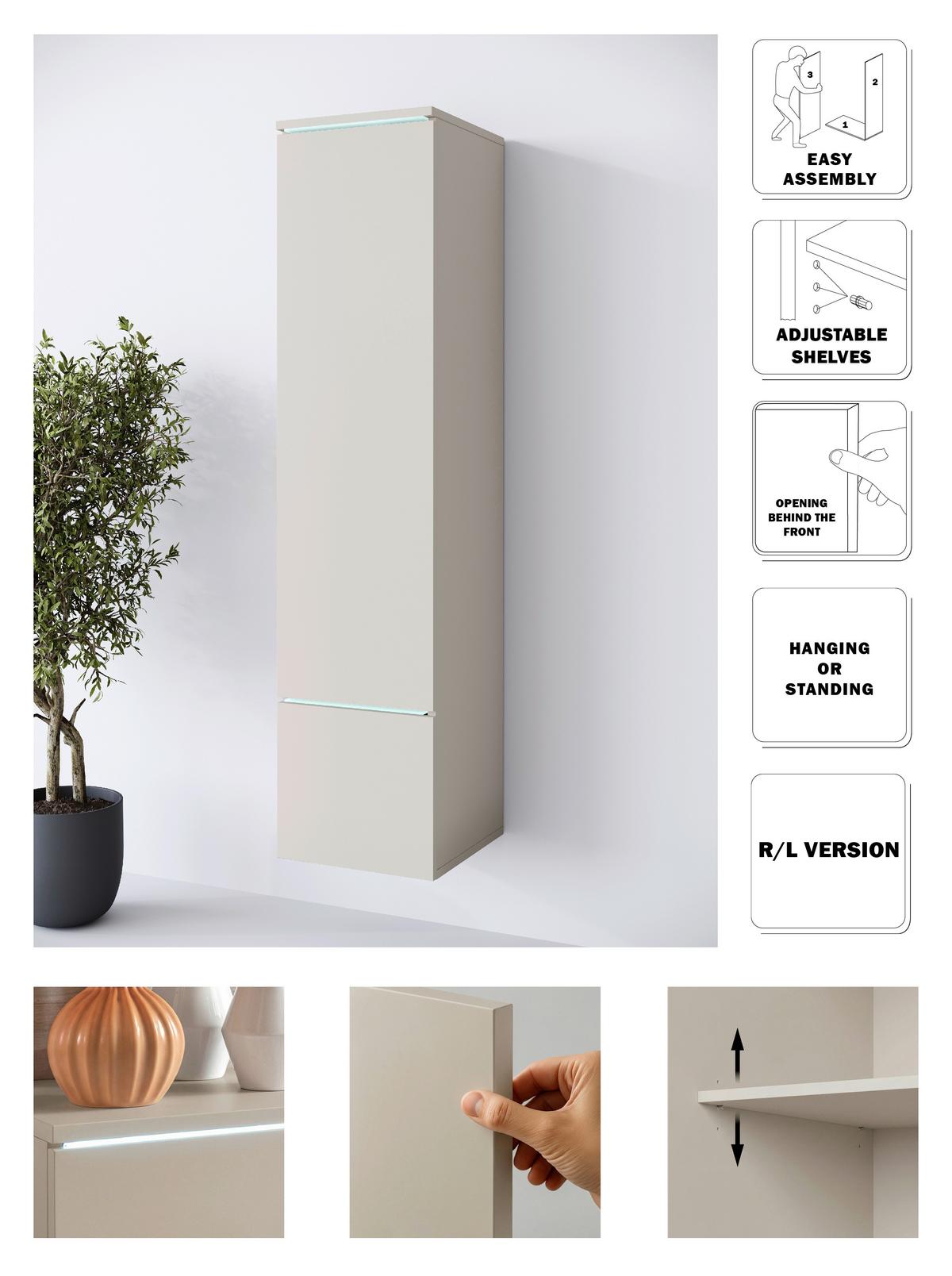 Hochschrank Vera Beige/Kaschmir B: 30 cm - Kaschmir/Beige, Design, Holzwerkstoff (30/130/33cm) - P & B