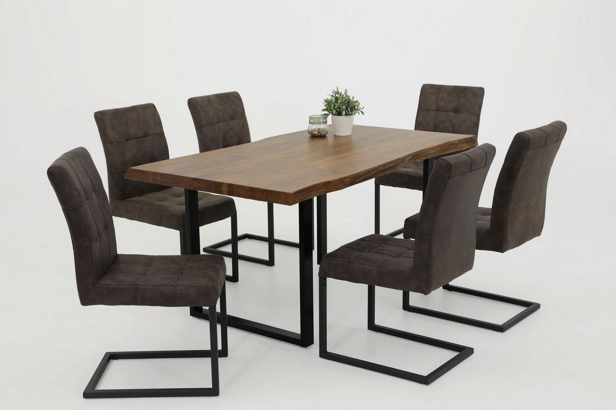 Schwingstuhl-Set Donna S - Anthrazit/Braun, MODERN, Textil/Metall (42/91/62cm) - MID.YOU