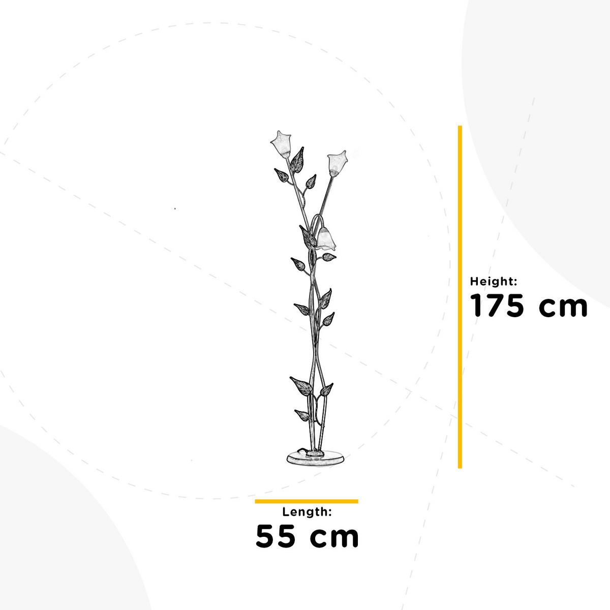 Stehleuchte 4647/Pt3 - Beige/Weiß, Natur, Glas/Metall (55/55/175cm)