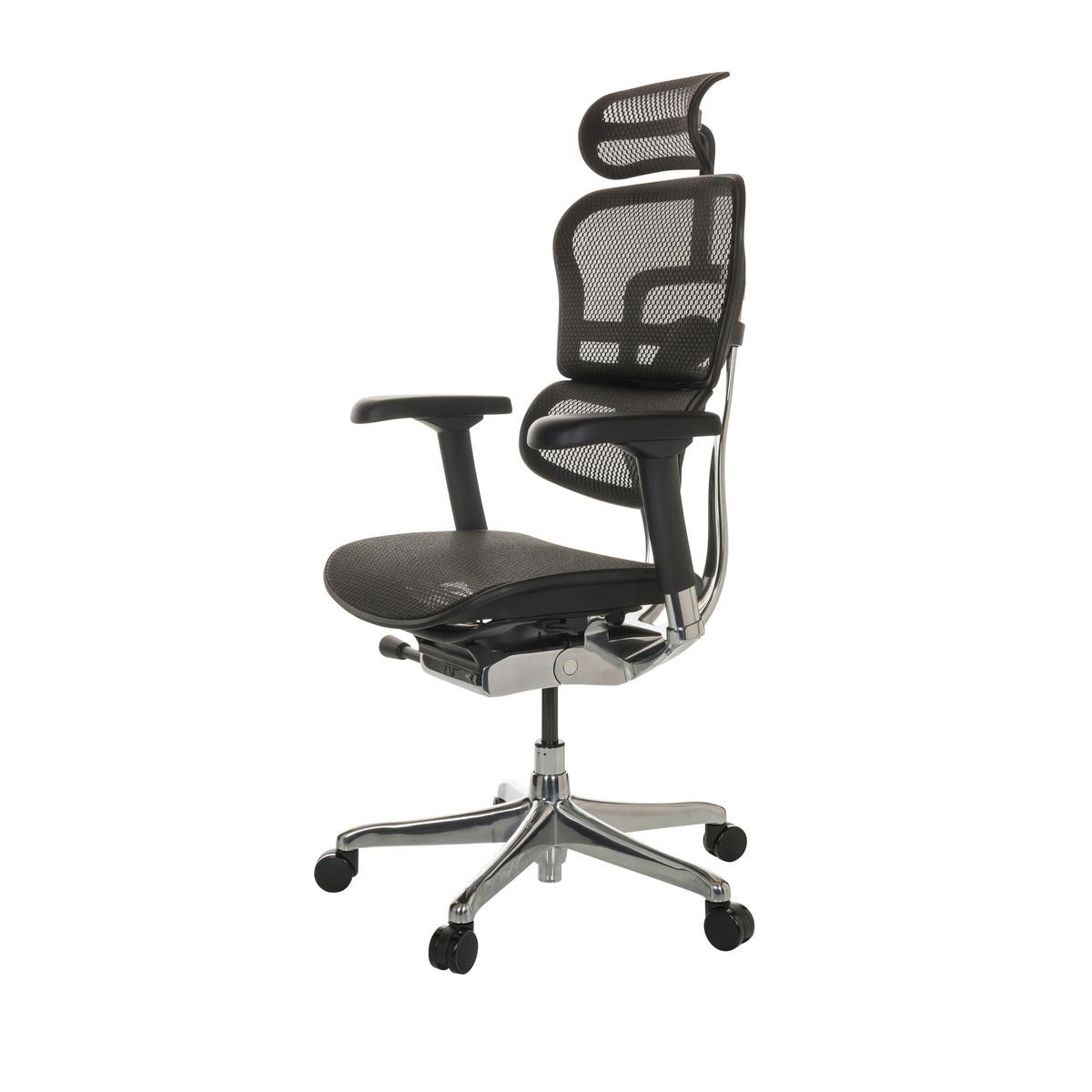 Drehstuhl Ergohuman I - Silberfarben/Schwarz, Basics, Kunststoff/Textil (69/119-144/65cm) - MID.YOU