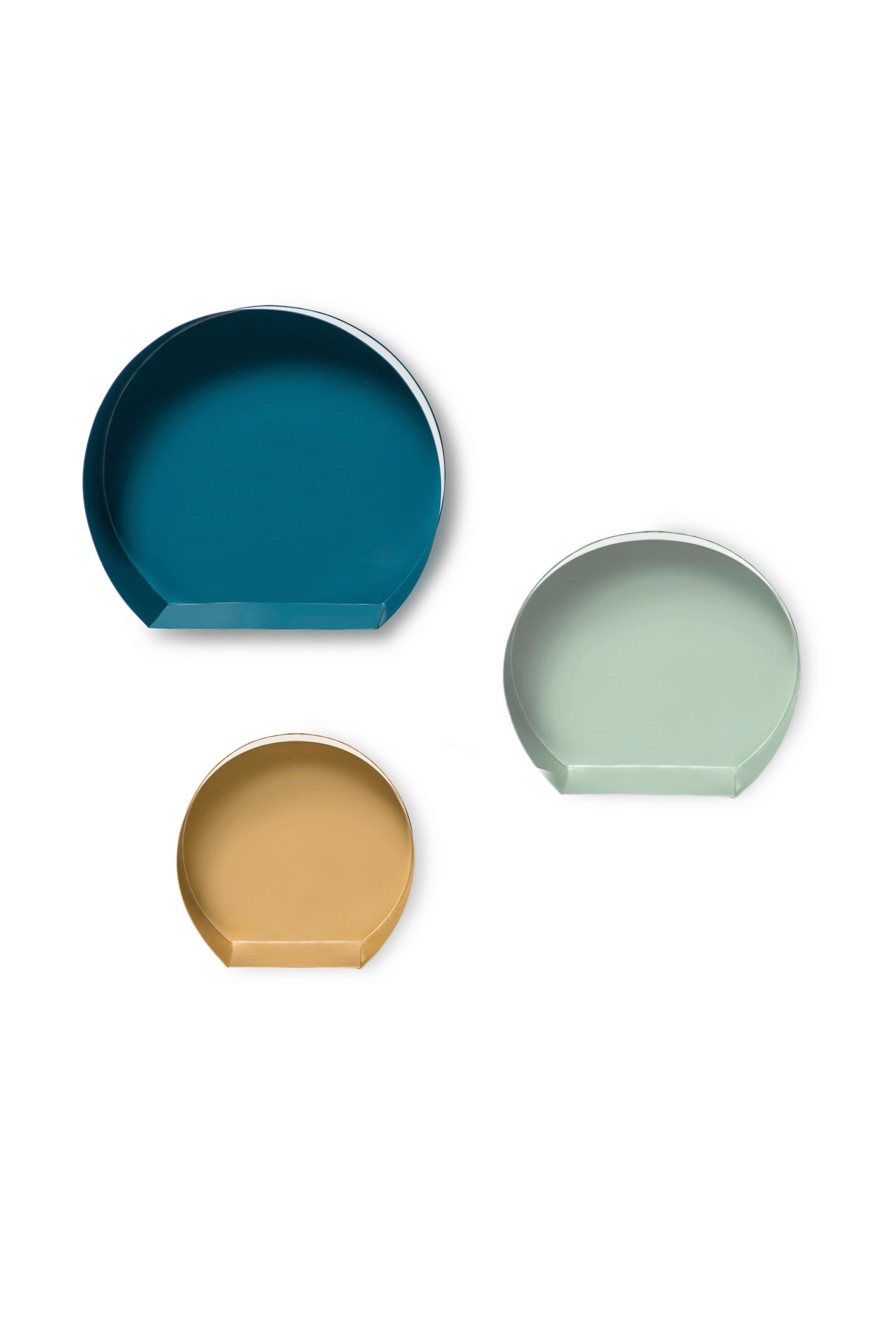 Wandregal-set 3-teilig Triple B:27-40cm Petrol/grau/goldf. - Goldfarben/Petrol, MODERN, Metall (27-39,5/26-37,5/12cm) - Kayoom