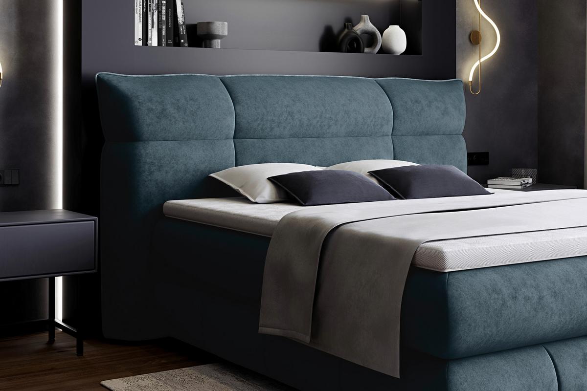 Boxspringbett Carmelo Blaugrün 180x200 cm - Schwarz/Grün, Trend, Textil (180/200cm)